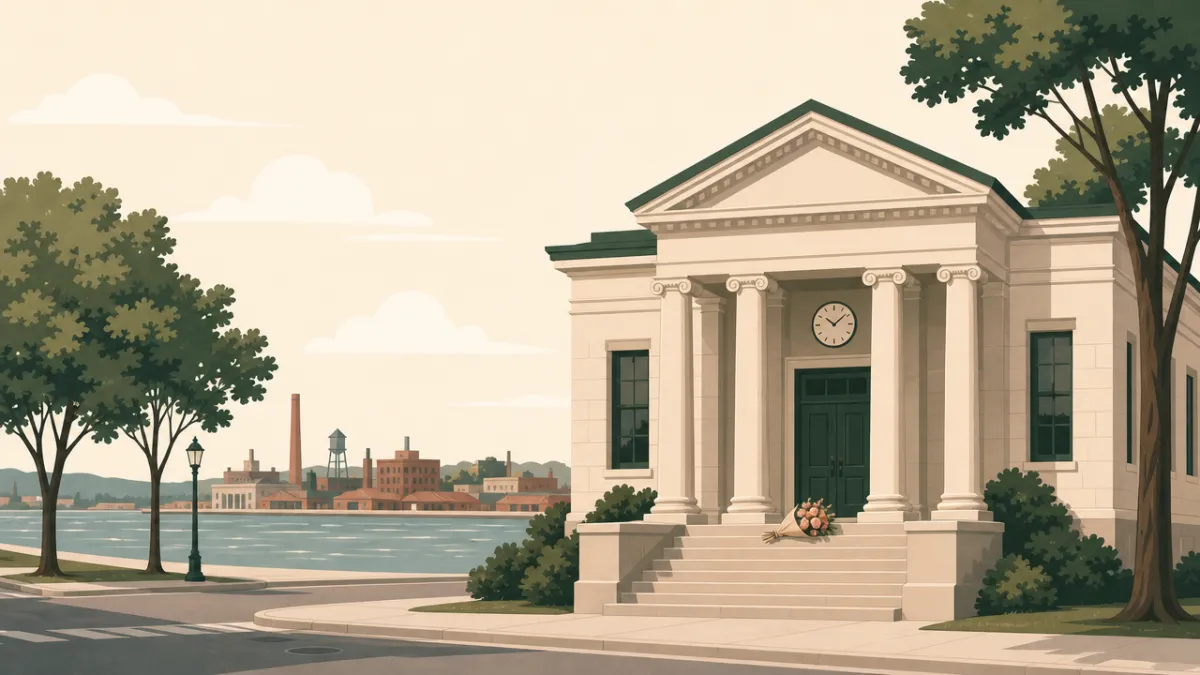 Illustration of courthouse and city hall ceremonies in the Detroit area