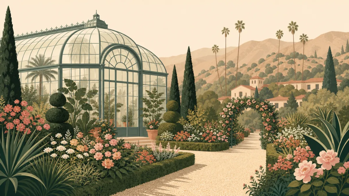 Illustration of garden and conservatory venues in the Los Angeles area
