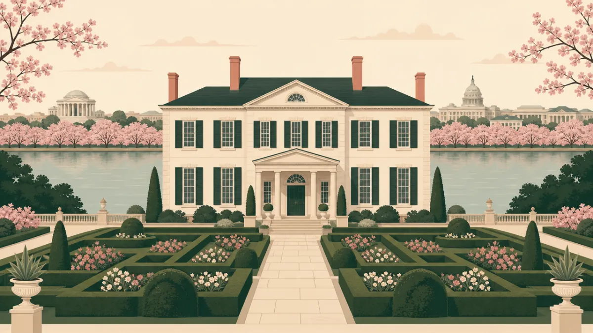 Illustration of historic estate and mansion venues in the Washington, DC area