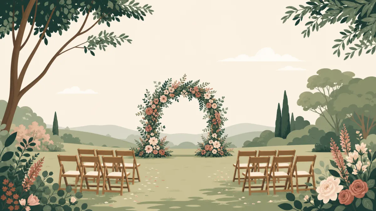 Illustration of outdoor ceremony and reception sites in the Greenville-Spartanburg area