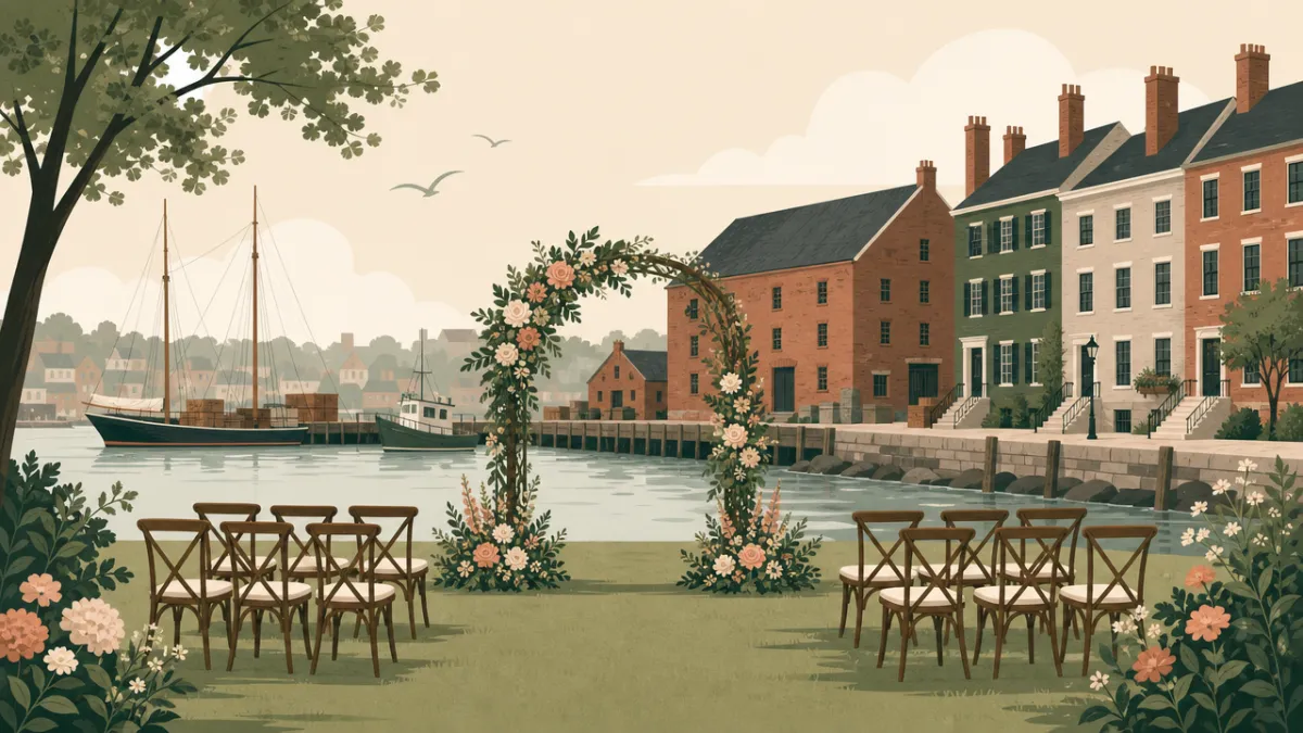 Illustration of a small wedding setting in the Baltimore area
