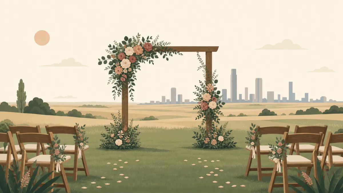 Illustration of a small wedding setting in the Chicago area