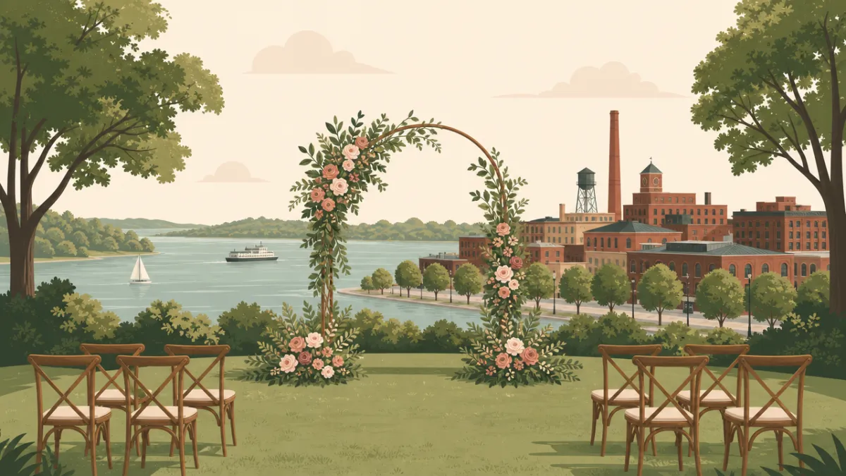Illustration of a small wedding setting in the Detroit area