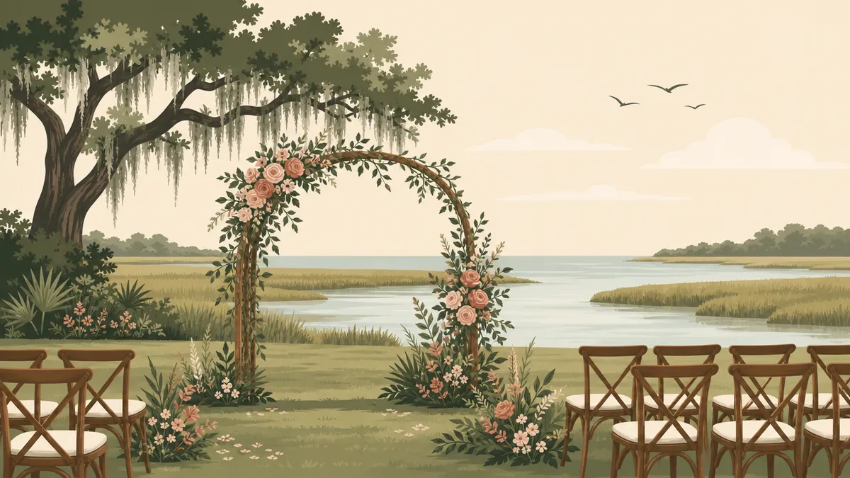 Illustration of a small wedding setting in the Jacksonville area