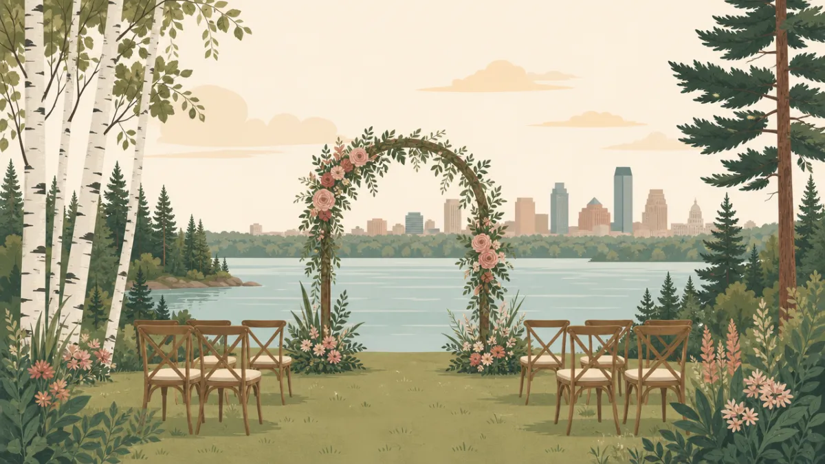 Illustration of a small wedding setting in the Minneapolis-St. Paul area