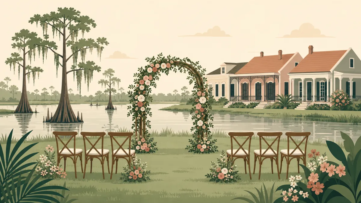 Illustration of a small wedding setting in the New Orleans area