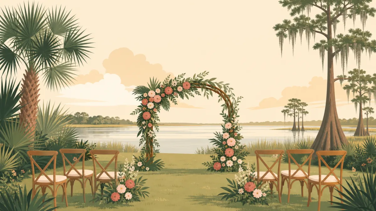 Illustration of a small wedding setting in the Orlando area