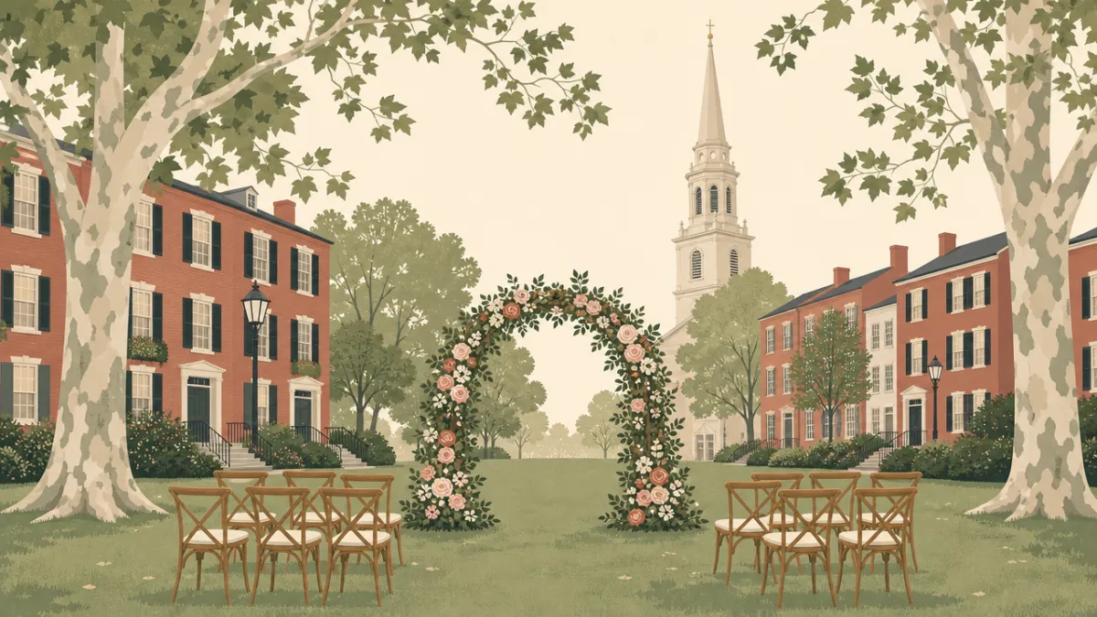 Illustration of a small wedding setting in the Philadelphia area