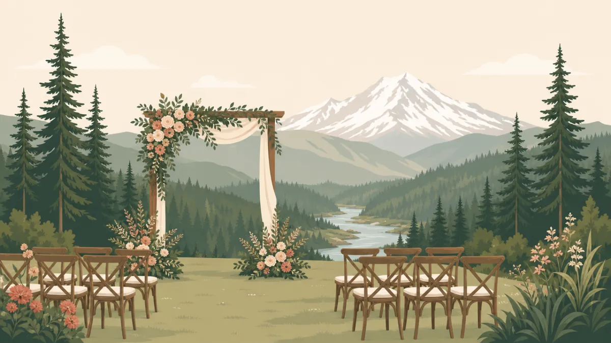 Illustration of a small wedding setting in the Portland area