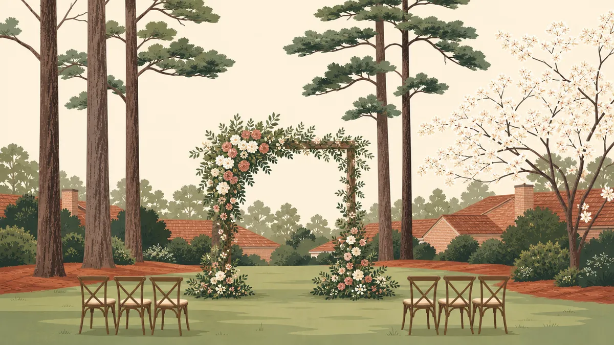 Illustration of a small wedding setting in the Raleigh-Durham area
