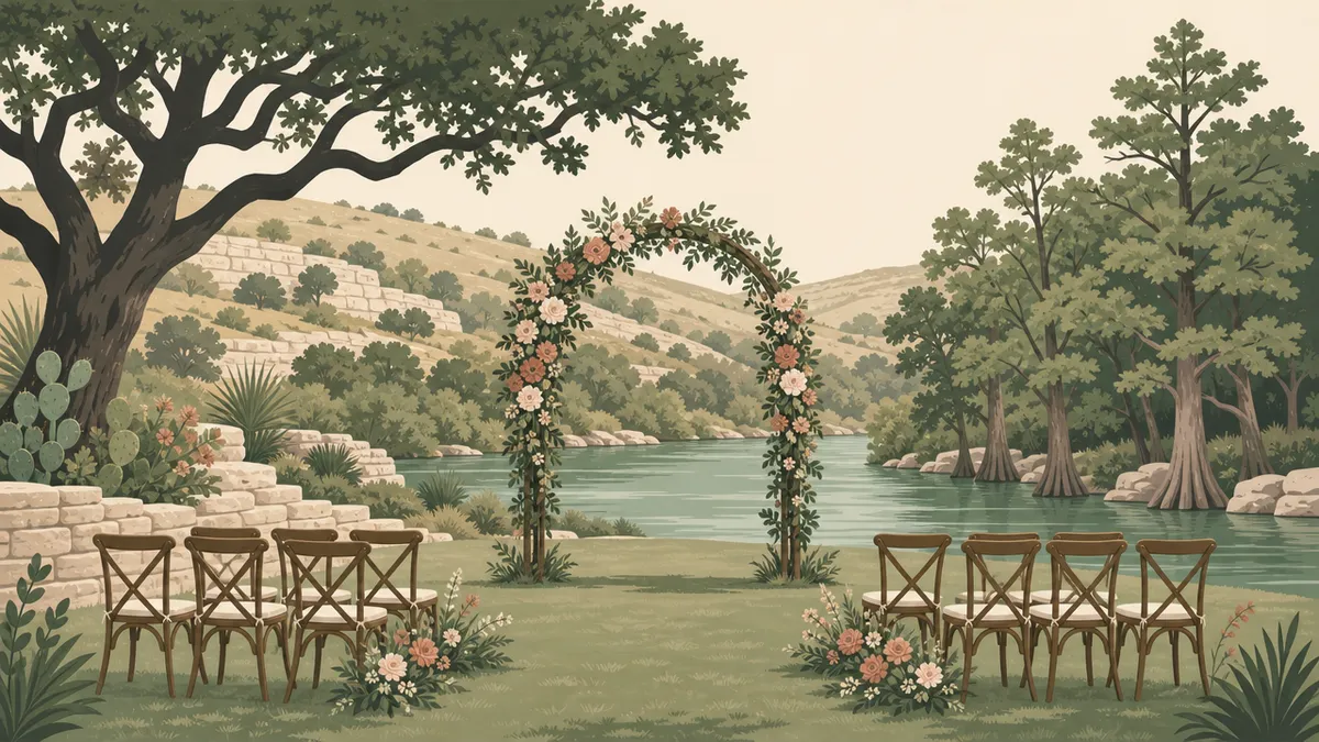 Illustration of a small wedding setting in the San Antonio area