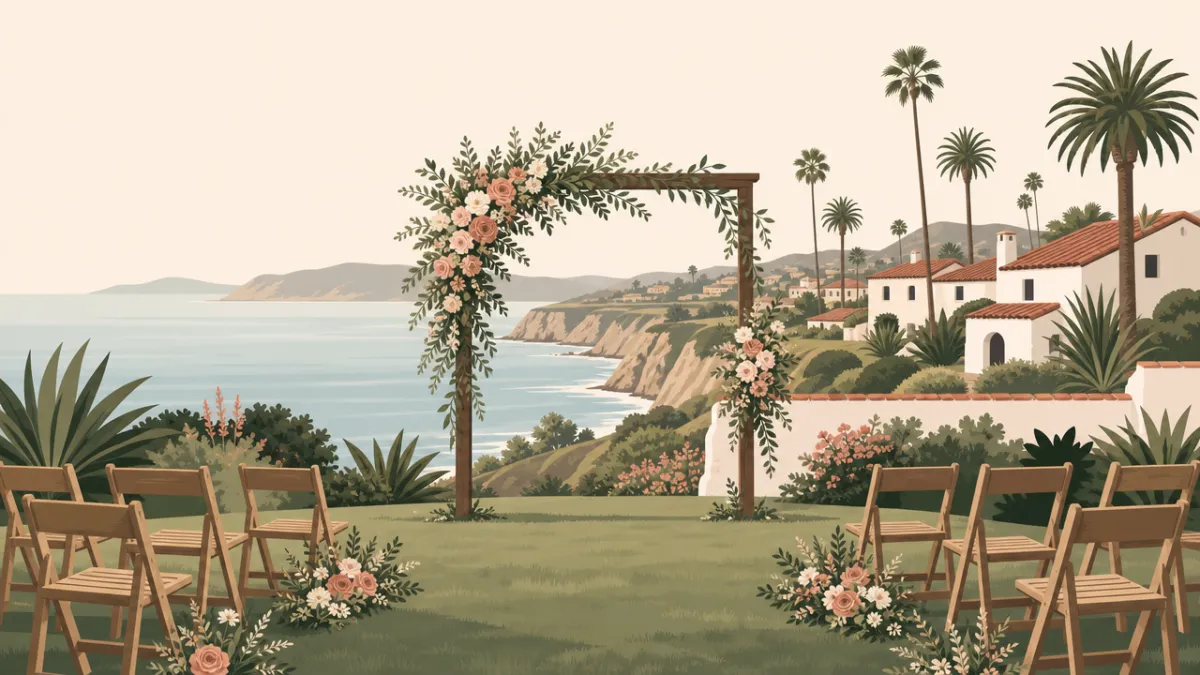 Illustration of a small wedding setting in the San Diego area