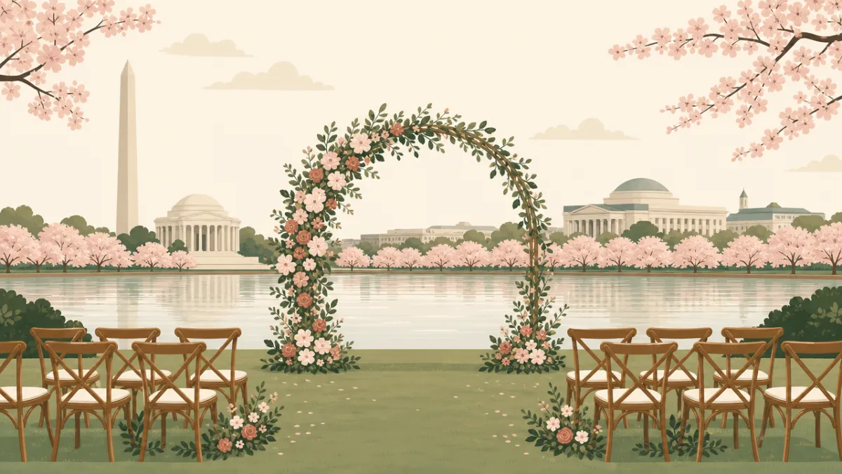 Illustration of a small wedding setting in the Washington, DC area