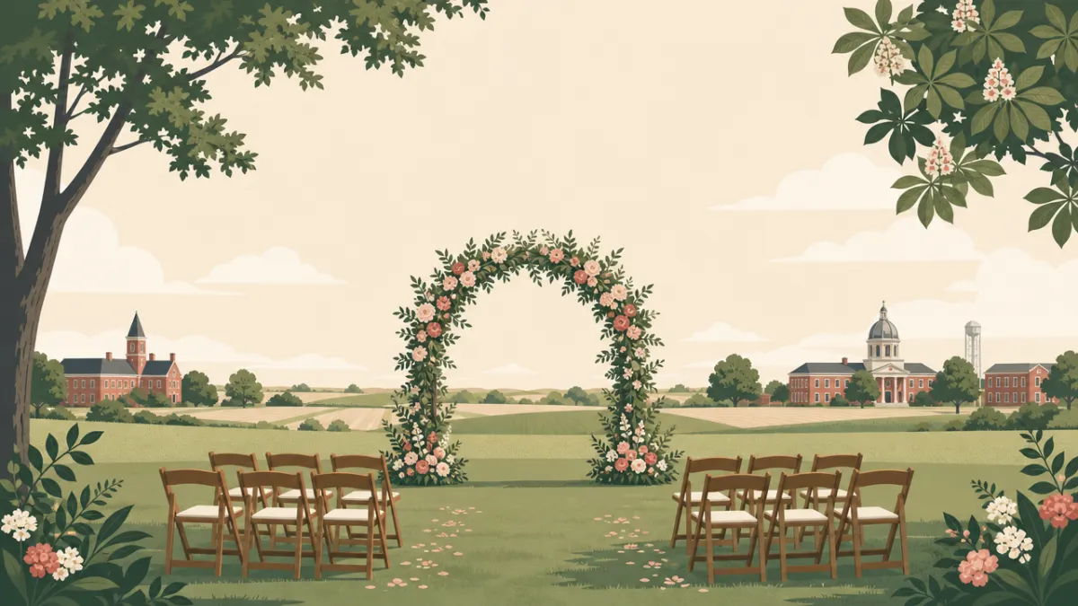 Illustration of outdoor ceremony and reception sites in the Columbus area