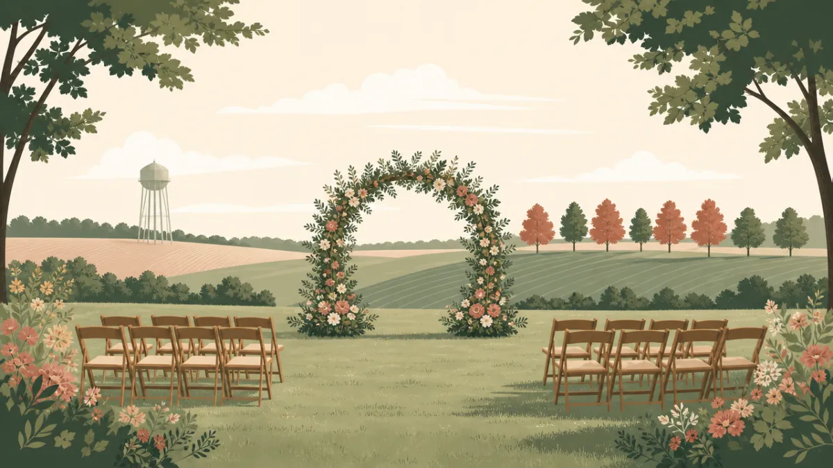 Illustration of outdoor ceremony and reception sites in the Indianapolis area