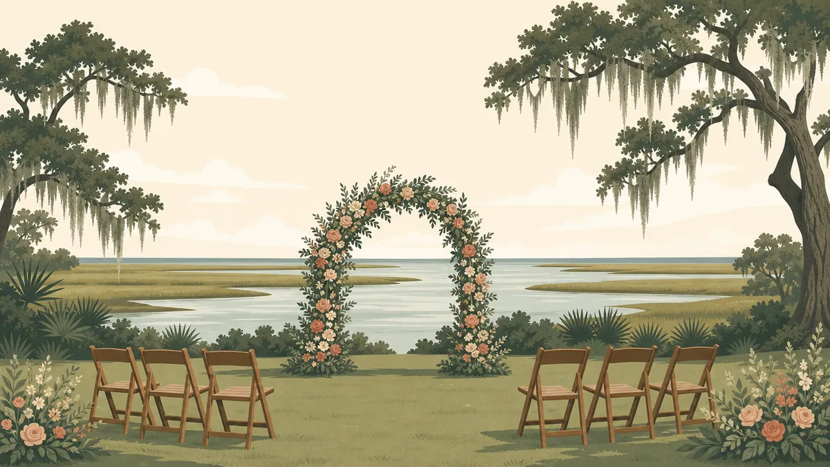 Illustration of outdoor ceremony and reception sites in the Jacksonville area