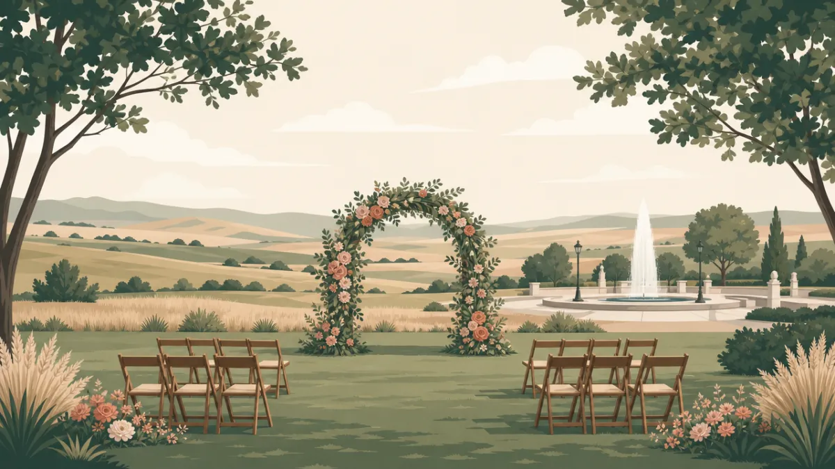 Illustration of outdoor ceremony and reception sites in the Kansas City area