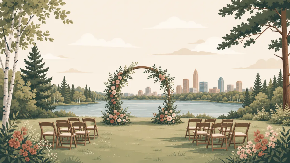 Illustration of outdoor ceremony and reception sites in the Minneapolis-St. Paul area