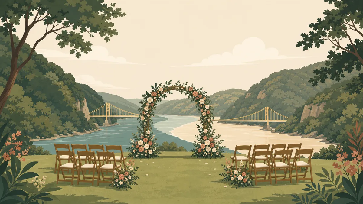 Illustration of outdoor ceremony and reception sites in the Pittsburgh area