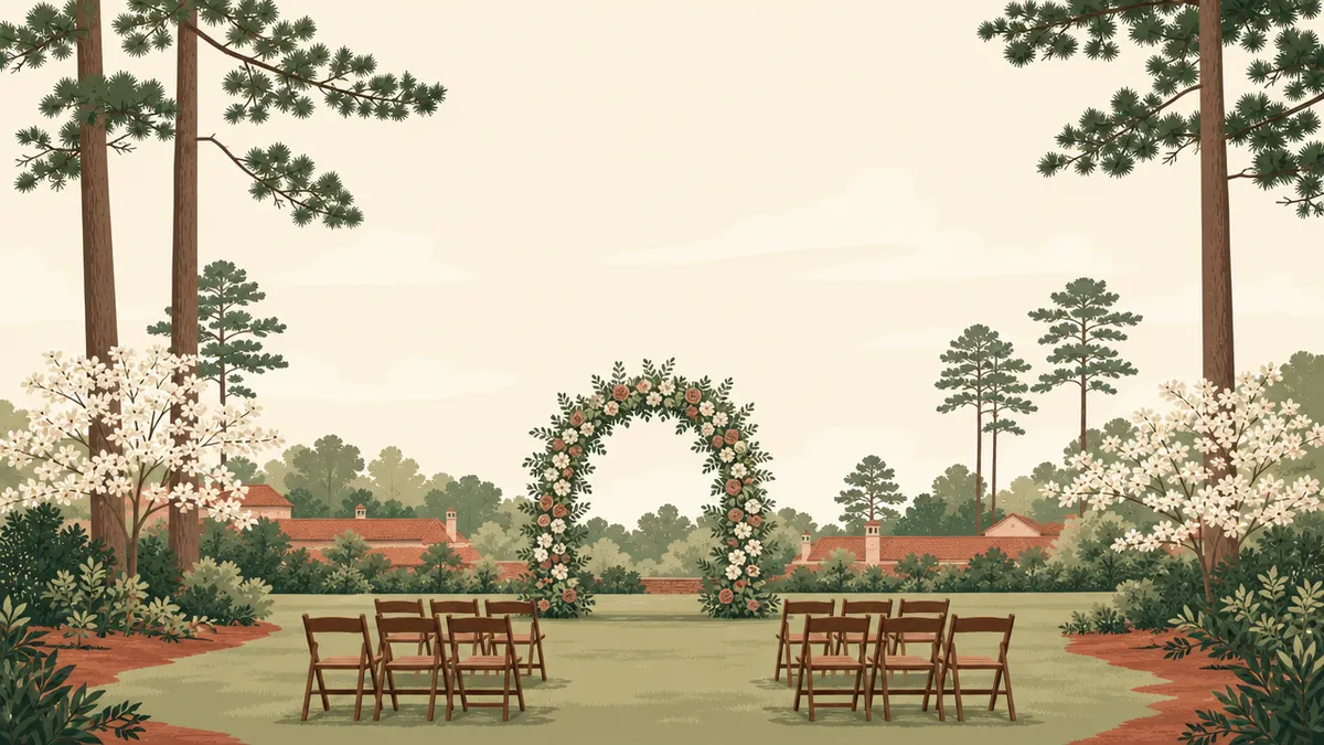 Illustration of outdoor ceremony and reception sites in the Raleigh-Durham area