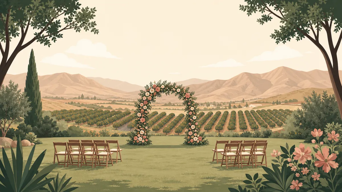Illustration of outdoor ceremony and reception sites in the Riverside-San Bernardino area