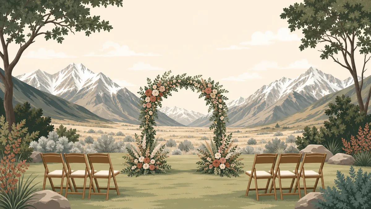 Illustration of outdoor ceremony and reception sites in the Salt Lake City area