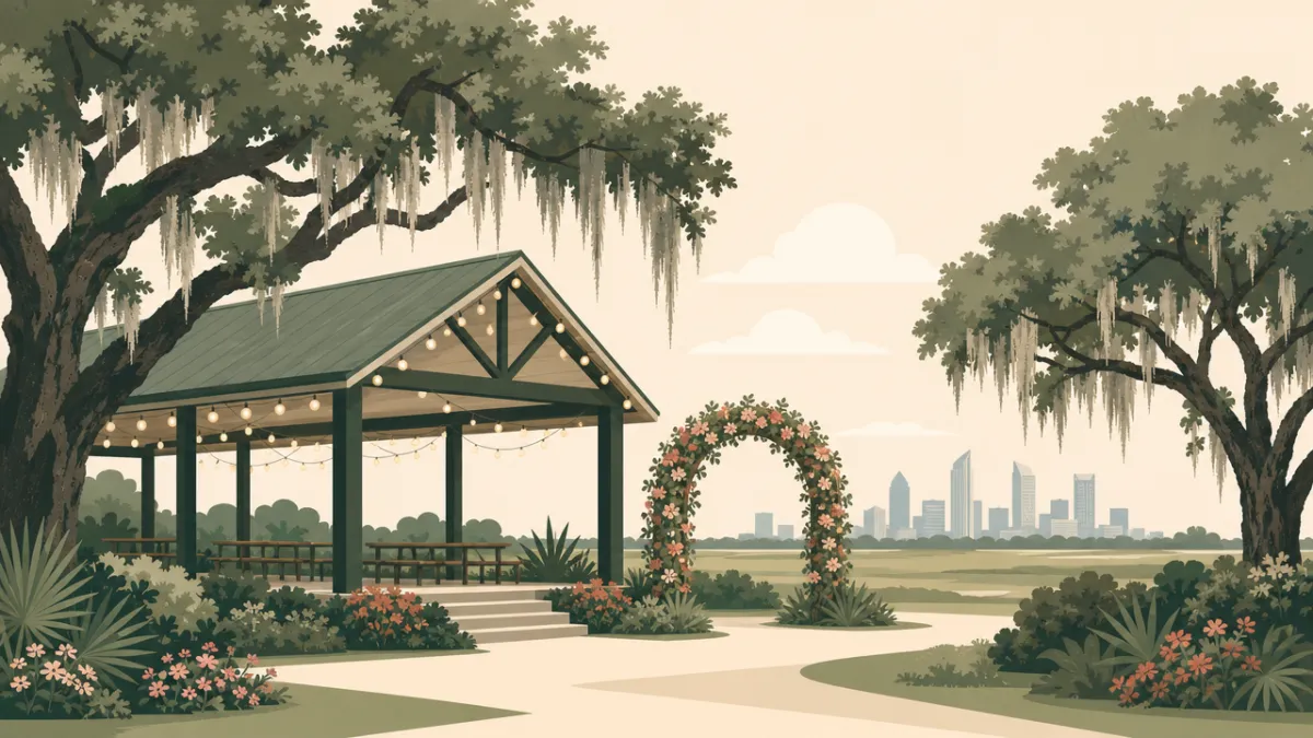 Illustration of park and pavilion venues in the Houston area