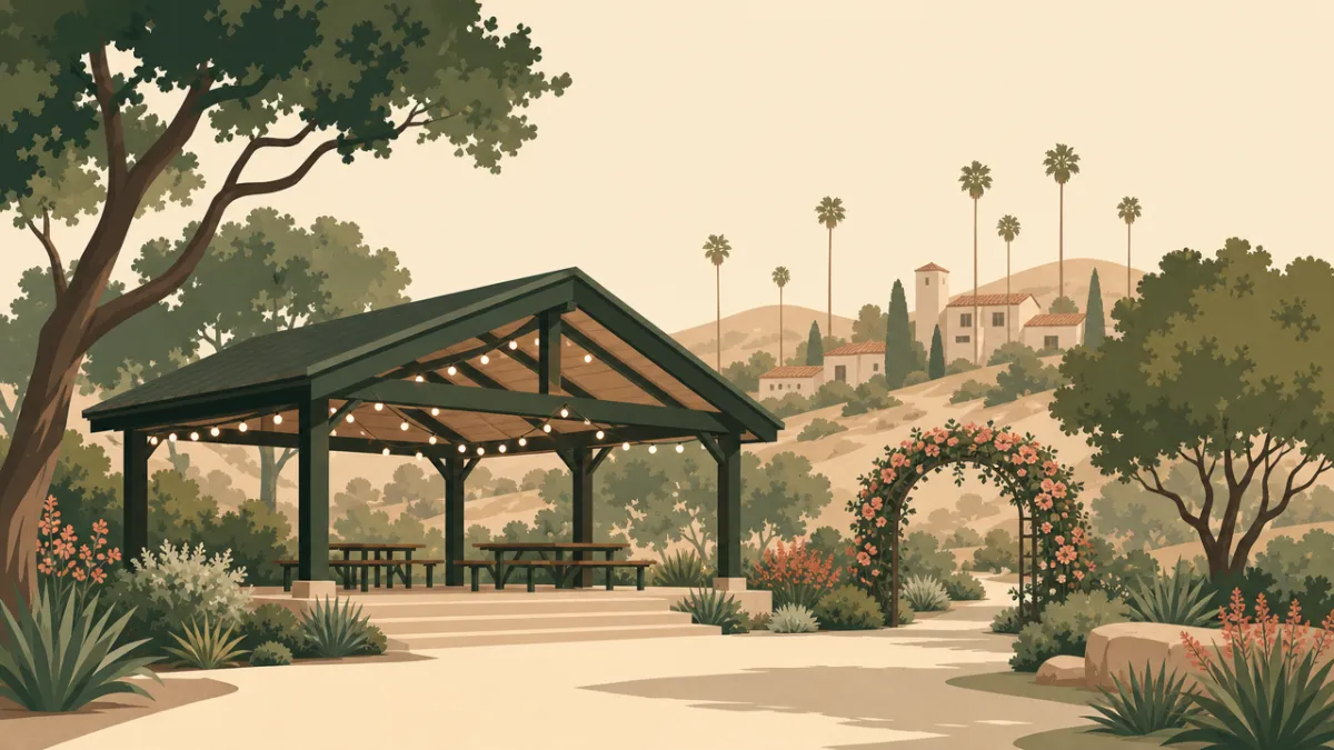 Illustration of park and pavilion venues in the Los Angeles area