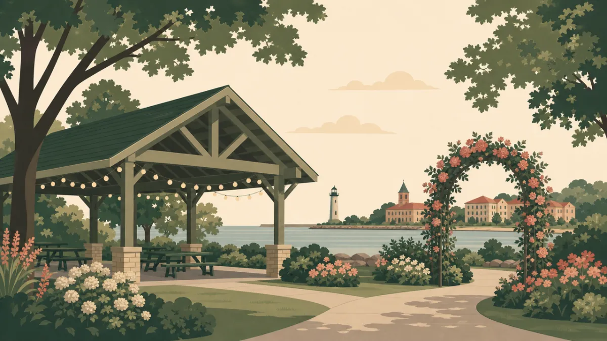 Illustration of park and pavilion venues in the Milwaukee area