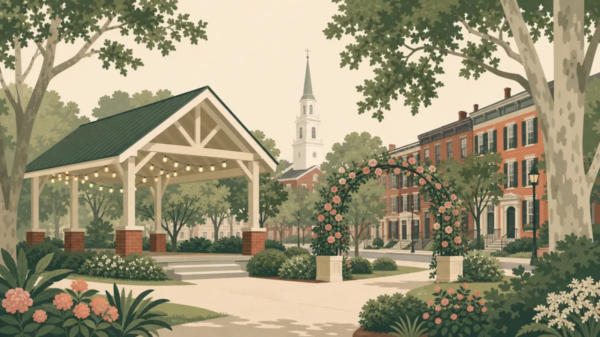 Illustration of park and pavilion venues in the Philadelphia area