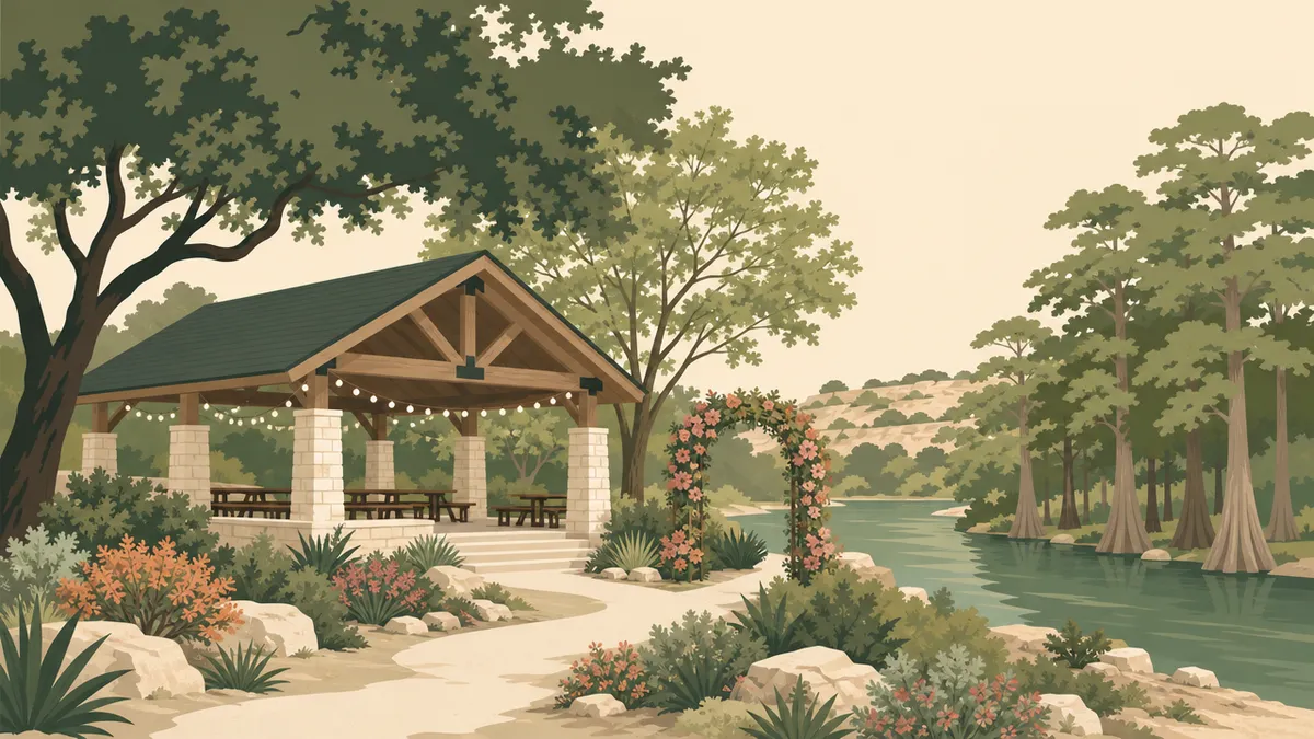 Illustration of park and pavilion venues in the San Antonio area