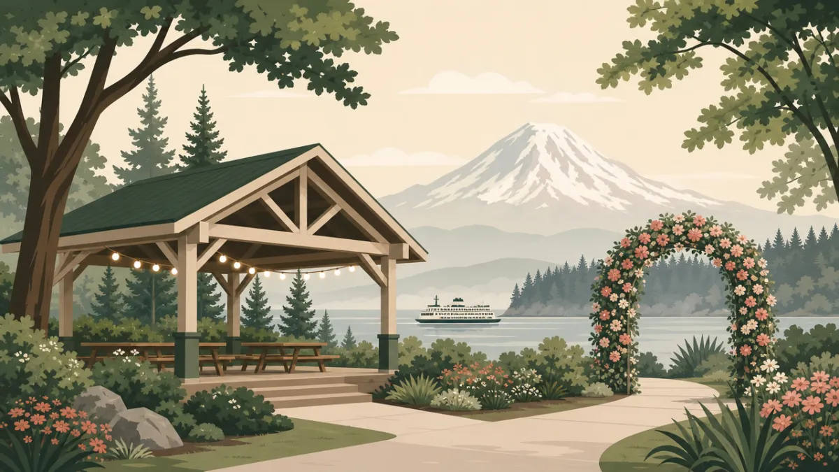 Illustration of park and pavilion venues in the Seattle area