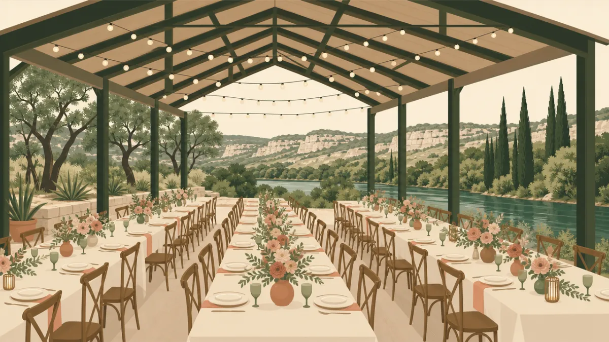 Illustration of venues that seat 50 or more in the Austin area